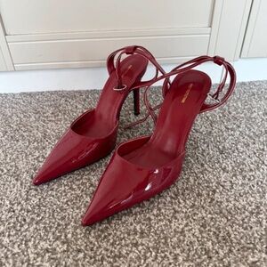 PrettyLittleThing Glossy Red Strappy Heels